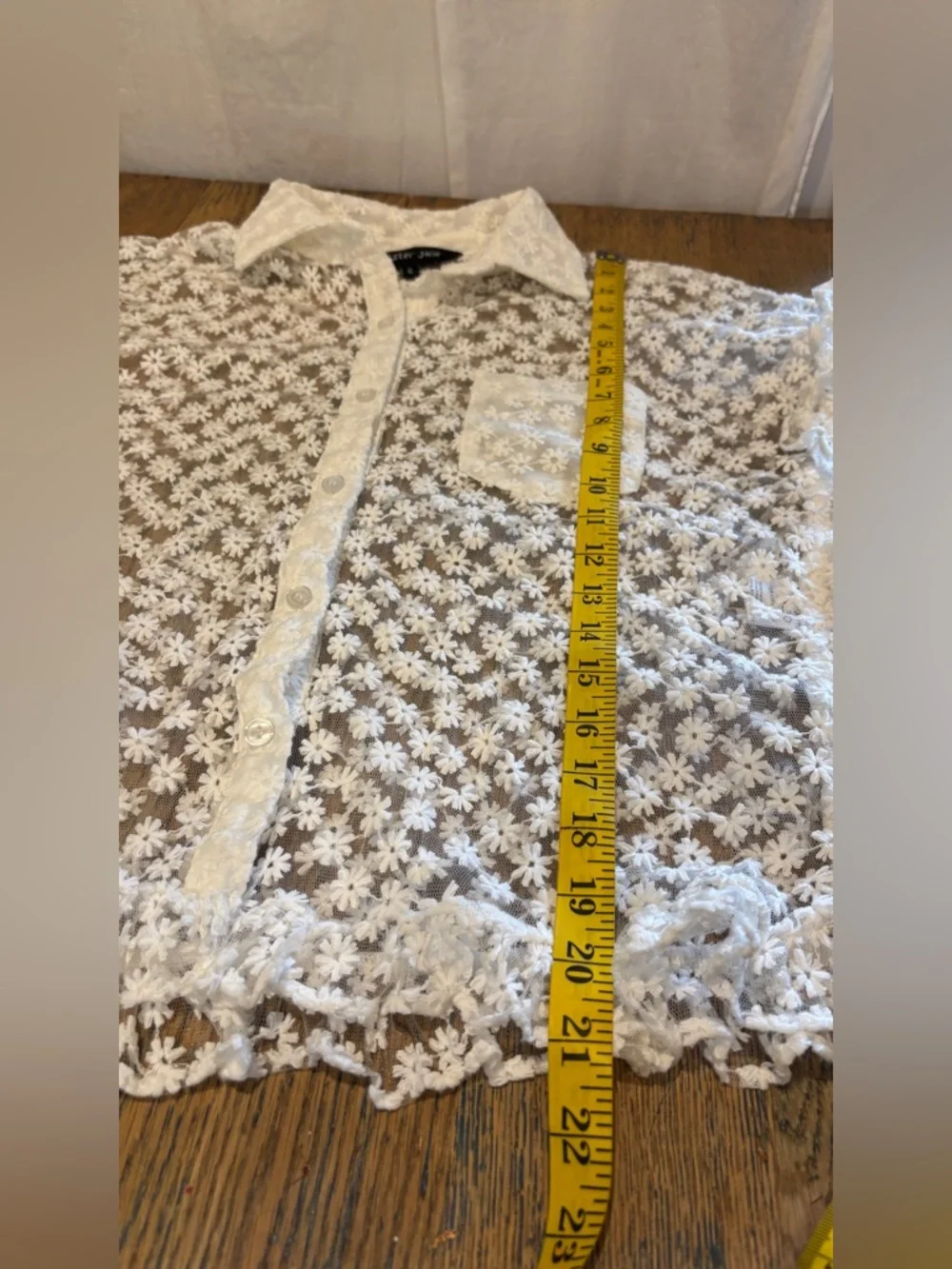 SISTER JANE White Floral Lace Blouse Size S - Picture 11 of 12